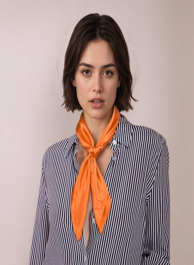 CYian Silk Feeling Head Scarfs Orange Scarf for Women Halloween Scarf Lightweight Hair Bandanas Scarves for Handbags Hair Scarves Gift (Orange) - Image 5